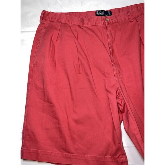 Polo Ralph Lauren Shorts Men's Size 42 Salmon Light Red The Tyler Pleated Chino - Picture 2 of 15